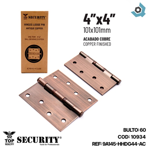 [10934] BISAGRA 4" X 4" BRONCE SECURITY