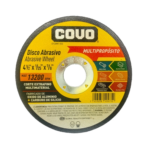 [10950] DISCO ABRASIVO MULTIPROPOSITO 4 1/2" COVO