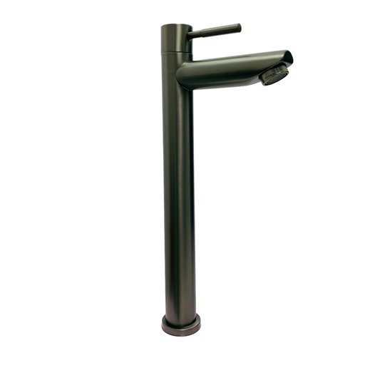 [10961] GRIFERIA PARA LAVAMANOS MONOMANDO CUELLO ALTO DELGADO GRIS METALICO GRIVEN GUN METAL