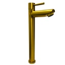 GRIFERIA PARA LAVAMANOS MONOMANDO CUELLO ALTO DELGADO DORADO GRIVEN GOLDEN