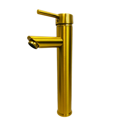 [10965] GRIFERIA PARA LAVAMANOS MONOMANDO CUELLO ALTO DORADO GRIVEN GOLDEN