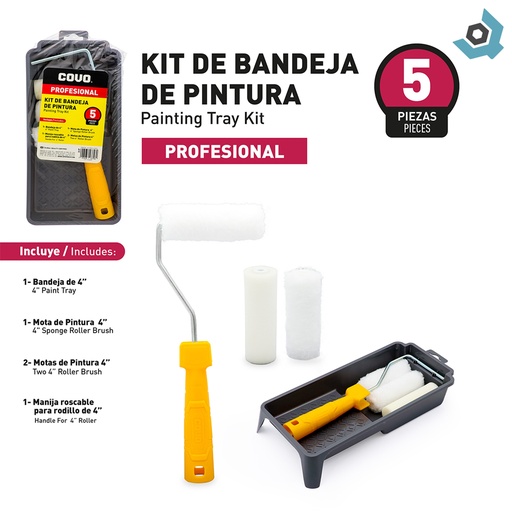 [10988] KIT DE BANDEJA PARA PINTURA 5 PIEZAS PROFESIONAL COVO