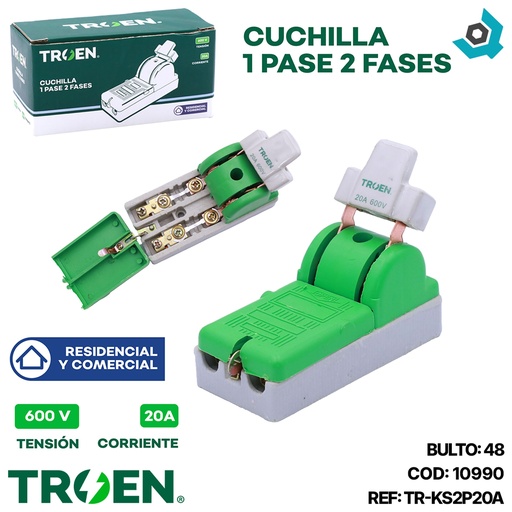 [10990] CUCHILLA ELECTRICA 1 PASE 2 POLOS X 20A TROEN