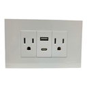 TOMACORRIENTE DOBLE CON UN USB Y UN TIPO C BLANCO TROEN