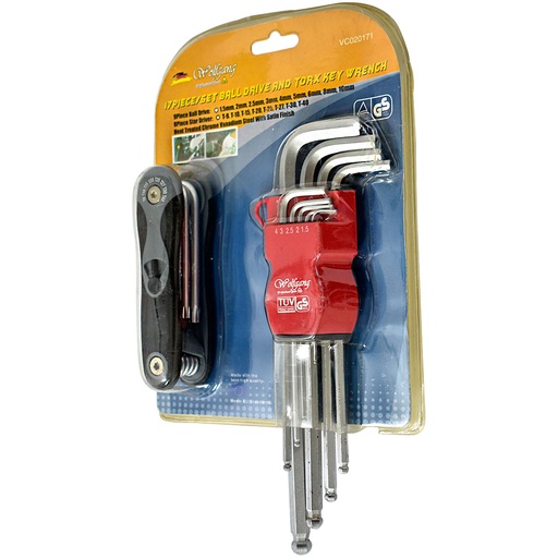 [1190] JUEGO DE LLAVES ALLEN 17 PIEZAS WOLFGANG