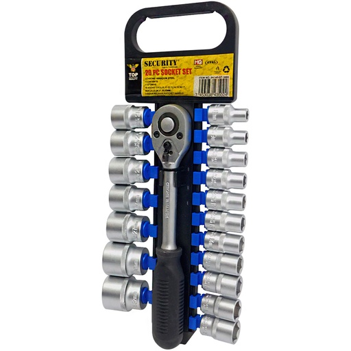 [2226] JUEGO DE RATCHET Y DADOS 20 PIEZAS DE 3/8" SECURITY