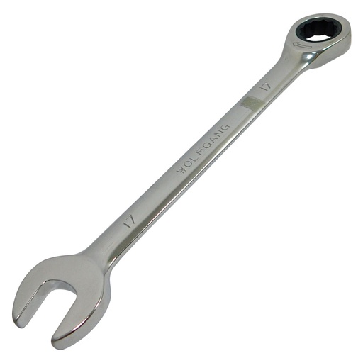 [2469] LLAVE COMBINADA 17MM CON RATCHET FIJO WOLFGANG