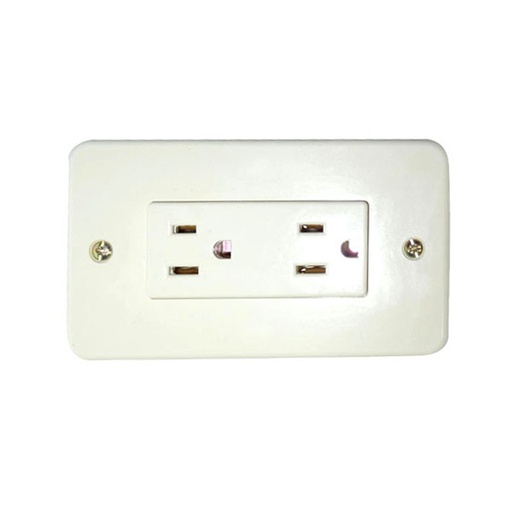 [3362] TOMACORRIENTE DOBLE BEIGE CON TIERRA