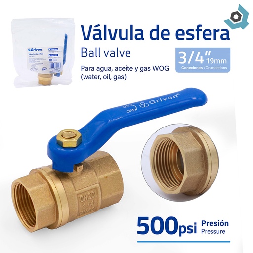 [3509] VALVULA 3/4" DE BRONCE LIVIANA GRIVEN