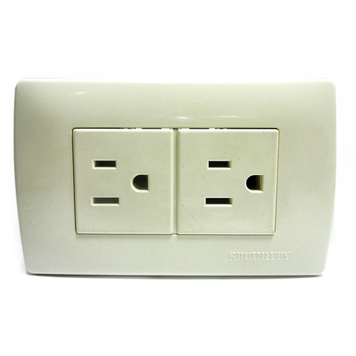[3844] TOMACORRIENTE DOBLE CON TIERRA BEIGE SECURITY