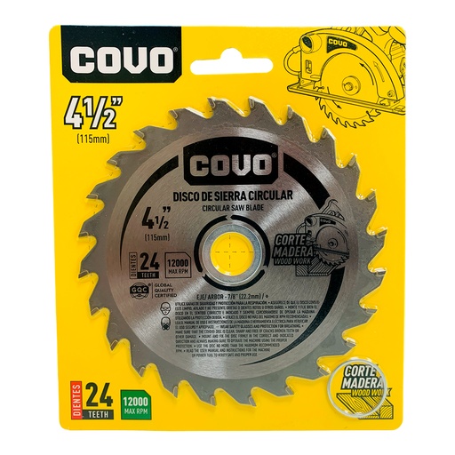 [4430] DISCO DE SIERRA 4 1/2" PARA MADERA COVO