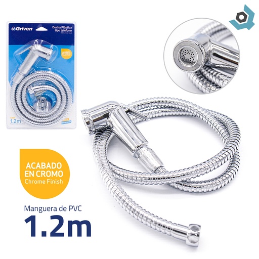[6212] DUCHA PVC TIPO TELEFONO CROMADA GRIVEN