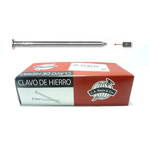 [6279] CLAVO DE HIERRO 4" X 4.88MM CALIBRE 6 (50X500GRM) MEJIA