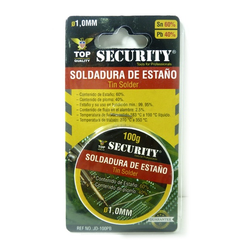 [6343] SOLDADURA DE ESTANO 1,0MM SECURITY 25MTS