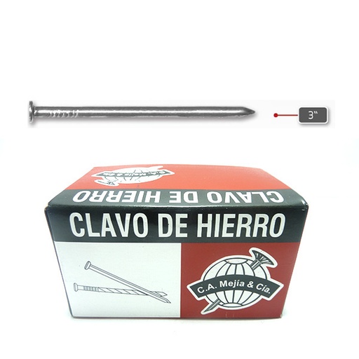 [6474] CLAVO DE HIERRO 3" X 3,7MM CALIBRE 9 (50X500GR) MEJIA