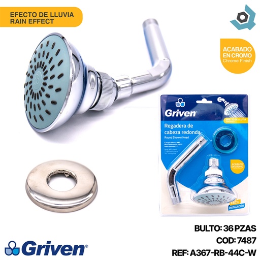 [7487] REGADERA PARA BANO 3 1/2" CON EXTENSION GRIVEN