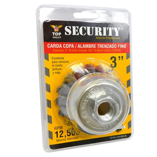 [7495] DISCO CEPILLO DE COPA DE ALAMBRE 3" SECURITY