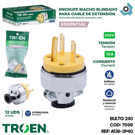 [7599] ENCHUFE ELECTRICO CON TIERRA TROEN