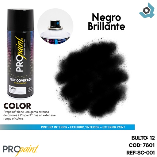 [7601] PINTURA EN SPRAY NEGRO BRILLANTE PRO PAINT