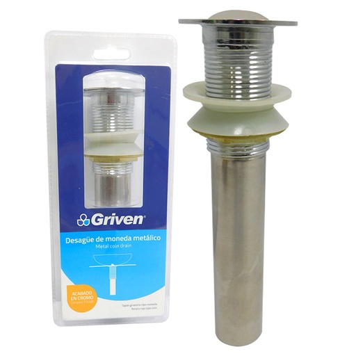 [7614] DESAGUE PARA LAVAMANOS 1 1/4" X 19CM MONEDA METALICO GRIVEN