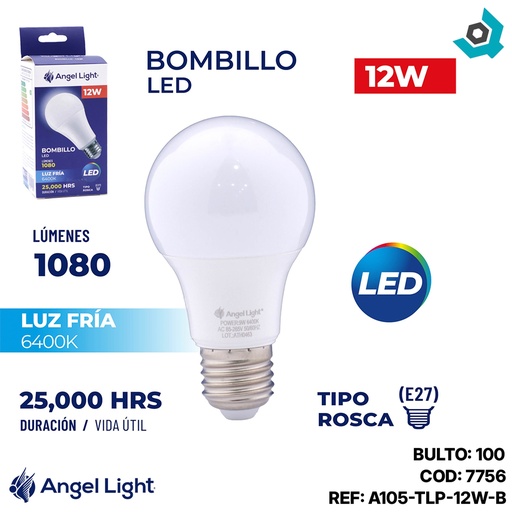 [7756] BOMBILLO LED 12W MULTIVOLTAJE ANGEL LIGHT