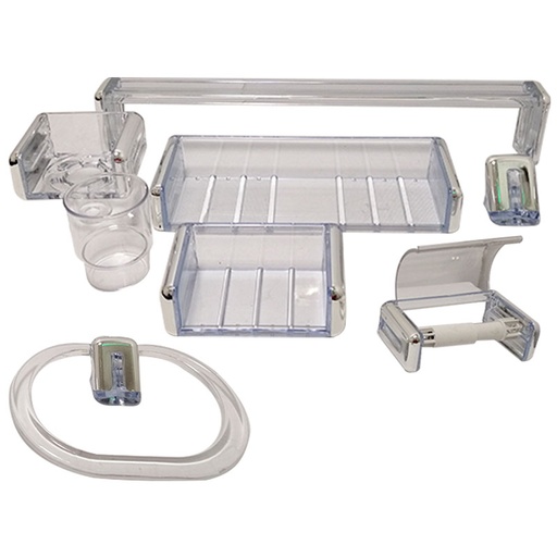 [7787] JUEGO DE BANO TRANSPARENTE 7PZAS GRIVEN