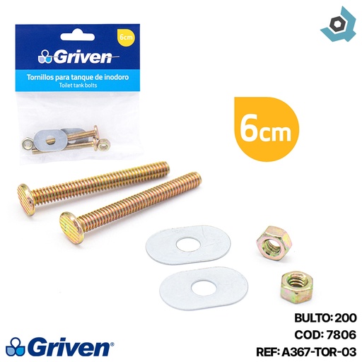 [7806] TORNILLOS PARA TANQUE DE INODORO GRIVEN