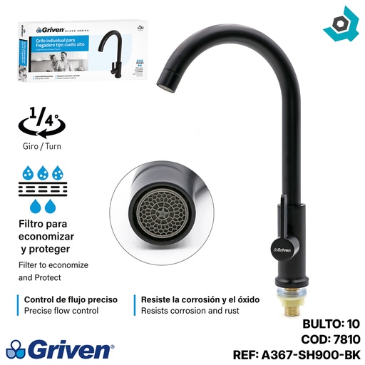 [7810] GRIFERIA PARA FREGADERO INDIVIDUAL GRIVEN BLACK
