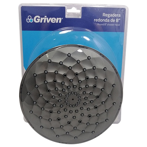 [7819] REGADERA PARA BANO 8" REDONDA GRIS GRIVEN